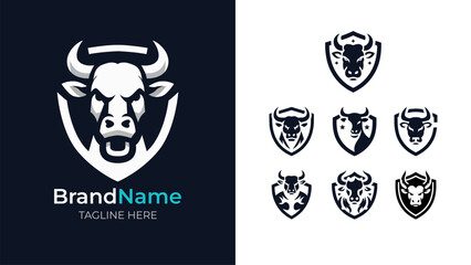 Expressive cow head logo collection