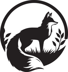 Obraz premium Fox silhouette vector art illustration White Background Free Download