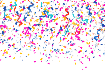 Colorful bright confetti isolated on transparent background. Festive vector illustration hand made