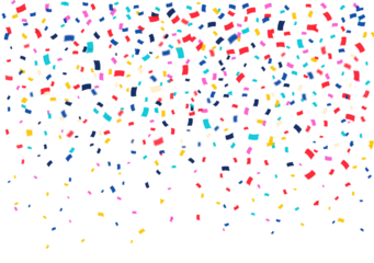 Colorful bright confetti isolated on transparent background. Festive vector illustration hand made