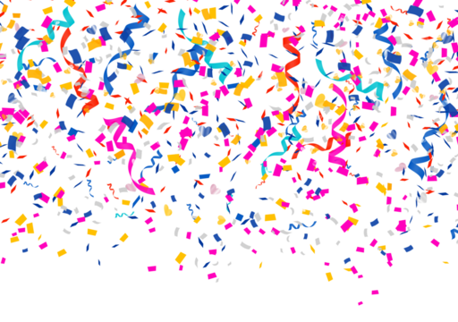 Colorful bright confetti isolated on transparent background. Festive vector illustration hand made