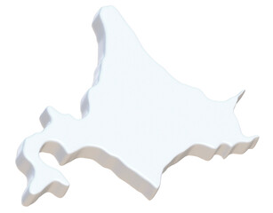 北海道の3ⅾ地図　白