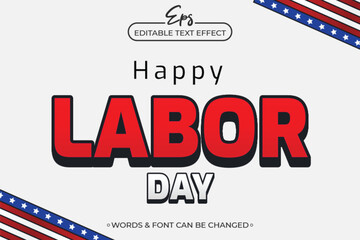 Labor Day editable text effect with American flag