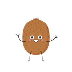 Character cartoon kiwi fruit greeting smiling face cheerful kawaii joy happy emotions icon vector illustration.
