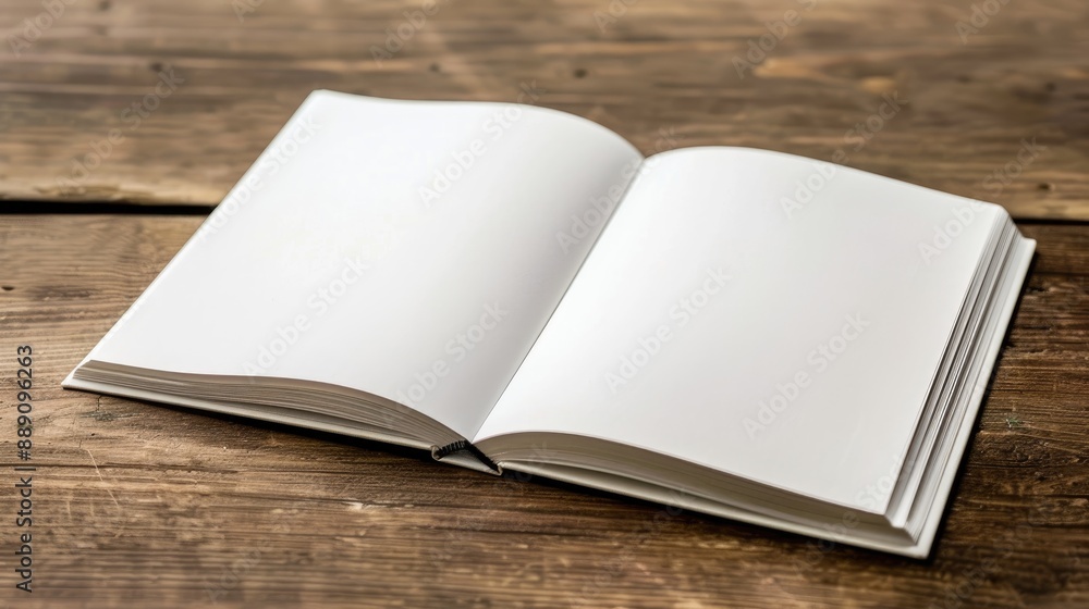 Poster a white notebook is opened on the table