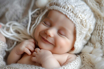 AI generated portrait of cute charming baby cosy peaceful sleeping sweet dreams