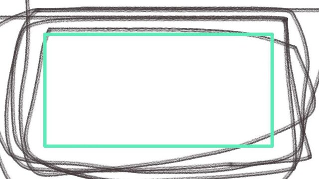 Woolly or rough threads flash around the edges of the screen, and a green frame moves in the middle.