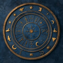 Obraz premium Detailed illustration of the zodiac wheel with all 12 signs, zodiac wheel, astrology symbols