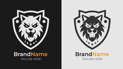 Monochrome Shield Logos with Angry Cat Head