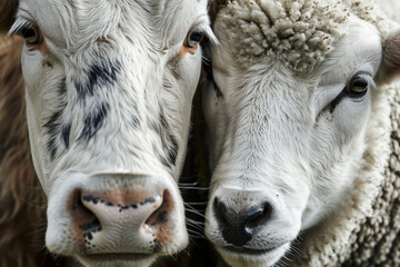 Portrait of a cattle on a farm countryside generative AI