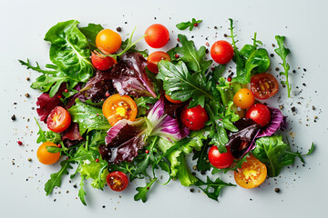 AI generated image of tasty fresh mix salad isolated on white color background generative ai