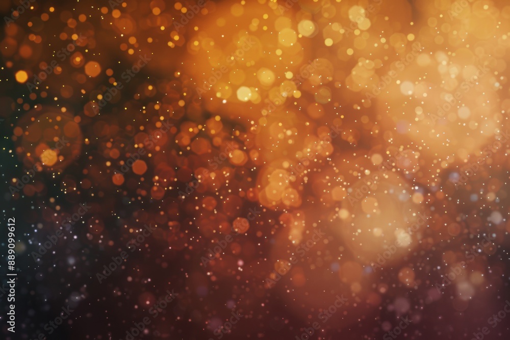Poster golden particles float in a glittering starry background, creating a warm, festive atmosphere perfec