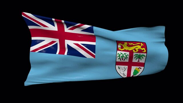 Fiji flag waving in the wind transparent background 4K resolution
