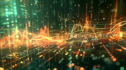 Animated depiction of a stock market graph pulsating like a heartbeat, reflecting the ebb and flow of financial trends.
