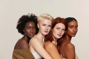 Obraz premium Portrait of a group of smiling women of different races - ai generative. Beautiful simple AI generated image in 4K, unique.