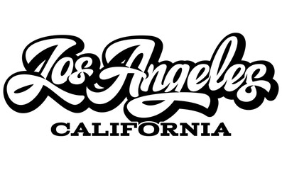 Vector calligraphy lettering Los Angeles. Monochrome images.