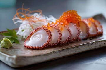 A plate of food with a lot of octopus on it