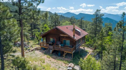 Obraz premium The large deck offers breathtaking views of the surrounding mountains