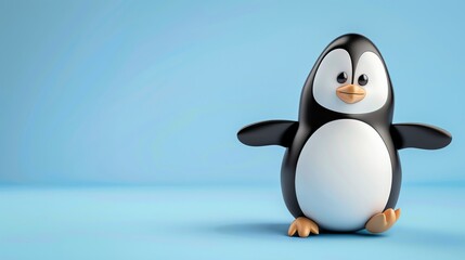 Obraz premium A friendly cartoon penguin stands on a blue background.