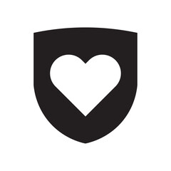 vector flat icon of shield with heart symbol