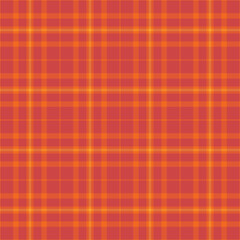 Checks textile background seamless, window check texture fabric. Outside tartan vector plaid pattern in red and orange colors.