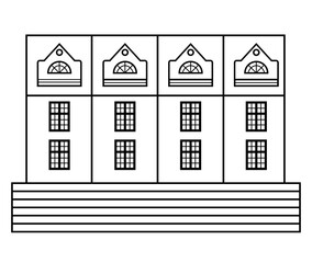 Real Estate and Property Concept in Linear Graphic Design, Big house, coloring book