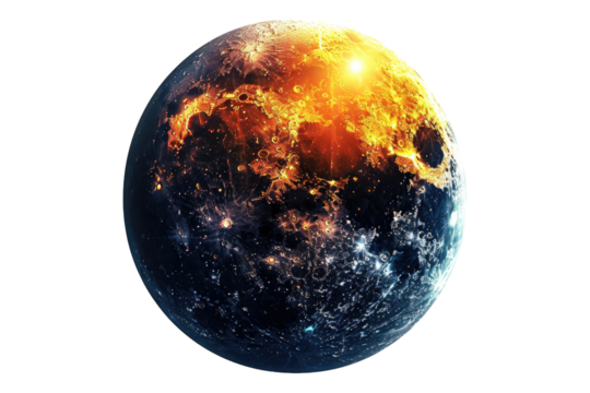 Planet and sun isolated on transparent background
