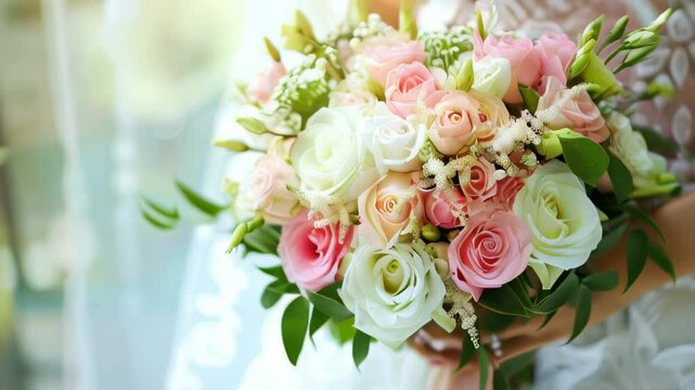 Elegant wedding table setting with candles and flowers. video