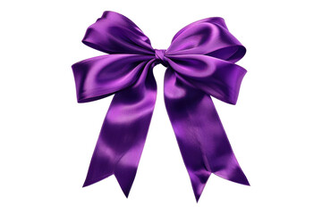Purple ribbon bow isolated on transparent background