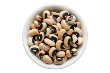 Raw black eyed pea seeds isolated on transparent background
