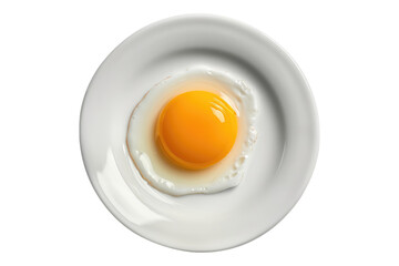 Raw egg yolk on plate isolated on transparent background
