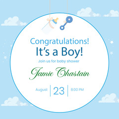 Baby shower  invitation, card, banner with cartoon