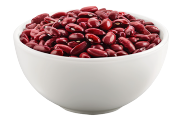 Red beans in white bowl isolated on transparent background