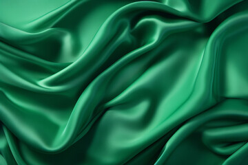 Processed collage of emerald green silk surface texture. Background for banner, backdrop