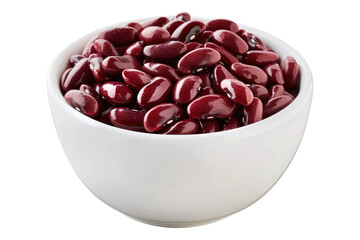 Red beans in white bowl isolated on transparent background