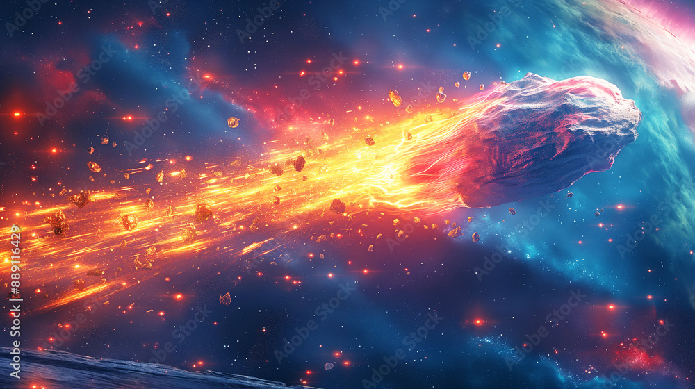 Wall mural simulation of a burning meteorite.
