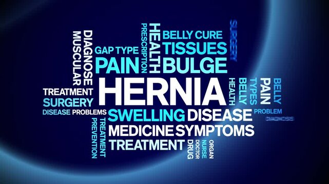 Hernia animated word cloud;text design animation tag kinetic typography seamless loop.