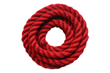 Red rope roll isolated on transparent background