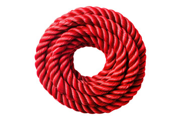 Red rope roll isolated on transparent background