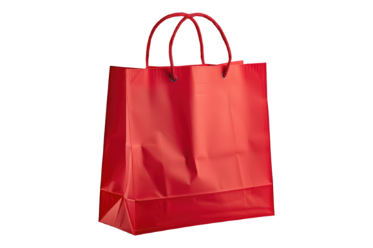 Red shopping bag isolated on transparent background