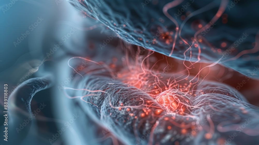 Poster abstract image depicting neural network connectivity with glowing synapses, representing advanced te