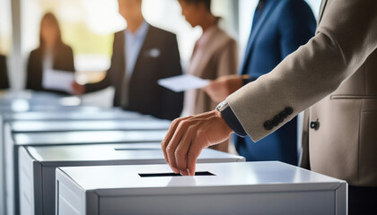 Votes at a polling station, symbolizing the democratic process, civic engagement, and the power of the vote.