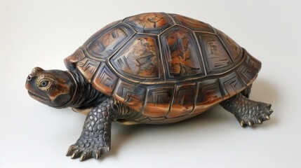 Fototapeta premium Turtle sculpture on a white surface