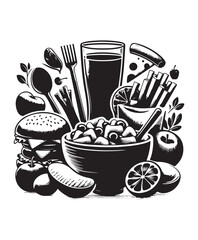 vector food vector art,graphics foods icons set,vintage illustration food clipart,vector foods flat style artwork design.