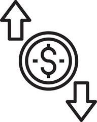 Money Increase Icon. Profit and Lose Money Vector Icon. Dollar Valuation  Vector Icon. 