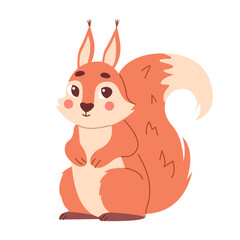 Children's cute character. Forest animal. Squirrel isolated on white background.