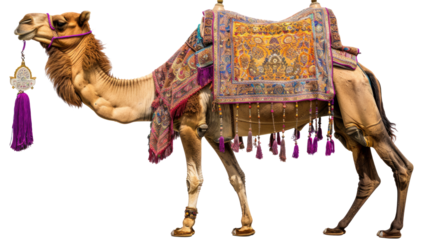 Camel animal with a hump isolated on transparent background. Desert nature travel and transportation, Arabic wildlife livestock, UAE, middle east