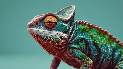 Detailed Close-Up of a Vibrant Chameleon