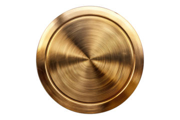 Round gold plate isolated on transparent background