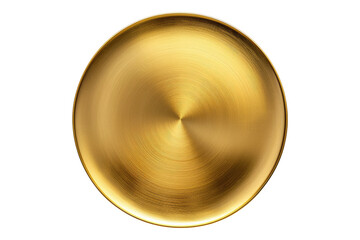 Round gold plate isolated on transparent background